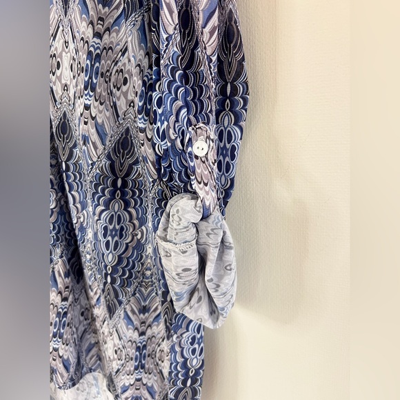 Y2K LOVE POTION Sheer Mesh Kaleidoscope Button Top Funky Psychedelic Retro Sz M - Picture 6 of 12